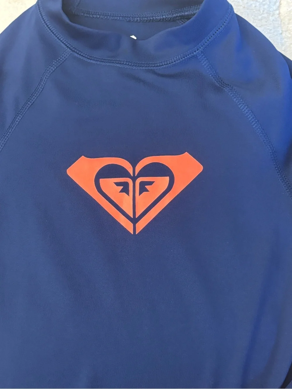 Roxy Girls Rash Guard Swim Shirt Navy Coral Pink Long Sleeve Youth XL 14